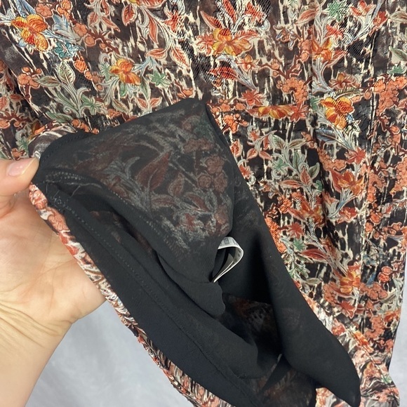 Anthropologie See U Soon Bohemian Floral Green Khaki Mini Robe Dress Sheer - Sm - Picture 14 of 16